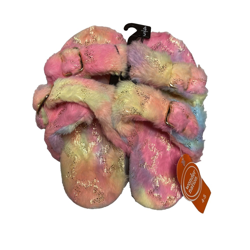 wonder nation‎ girls colorful sandal slippers hard outside sole size 4-5